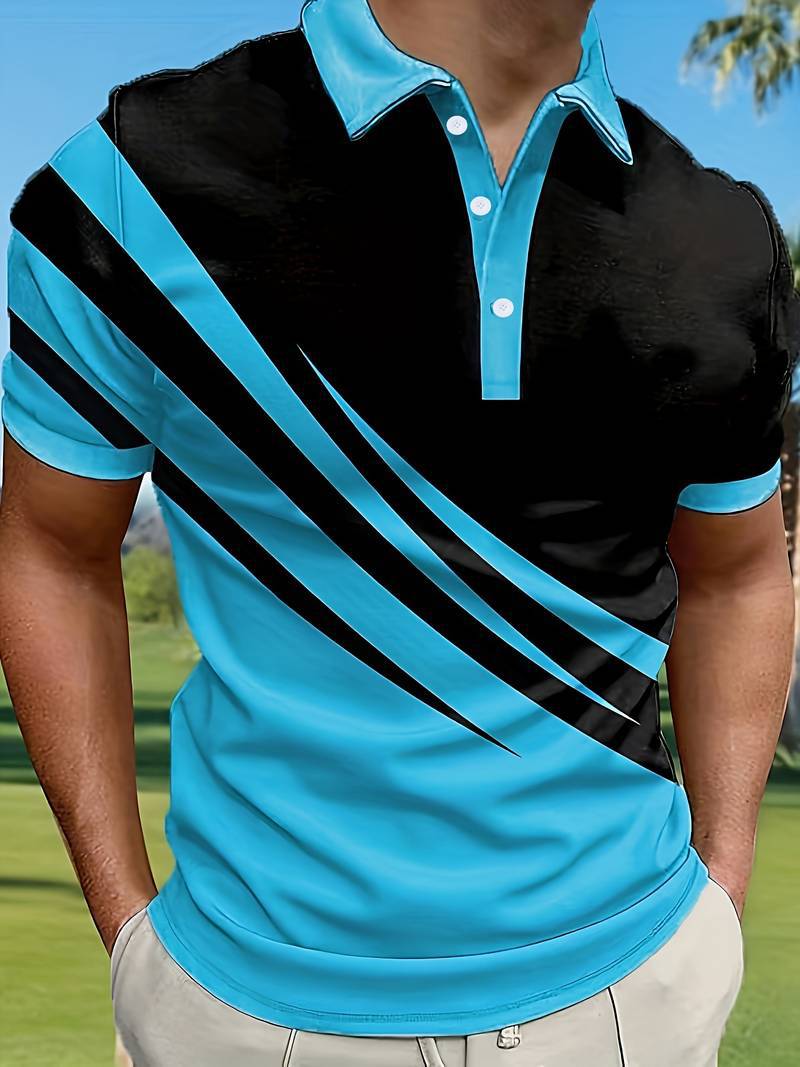 🔥【2 za 139 zł.】👔【S-6XL】Nowa letnia męska koszulka POLO w paski z nadrukiem 3D