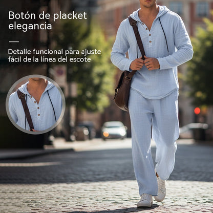 📢📢 50% DE DESCUENTO🔥 Conjunto de dos piezas para hombre: blusa holgada y pantalón con capucha ✅️Pago contra entrega-E