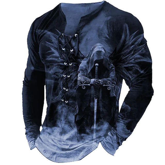 【S-4XL】Męska koszulka z nadrukiem 3D z motywem lwa, z długim rękawem, casualowa