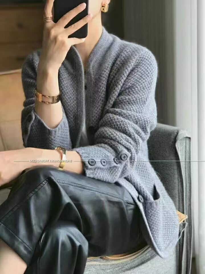 【S-2XL】Elegante cárdigan francés de cachemira retro-E