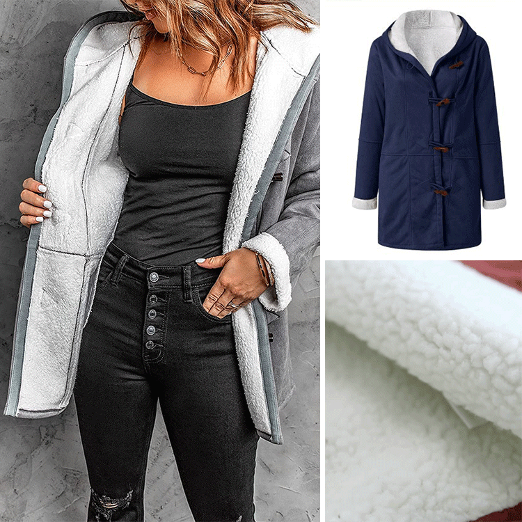 🥼[S-5XL] Divatos és meleg egyben, női kapucnis kabát, velúr és gyapjú anyagból-U