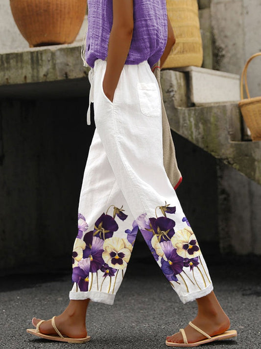 【S-5XL】pantaloni casual de dama cu imprimeu