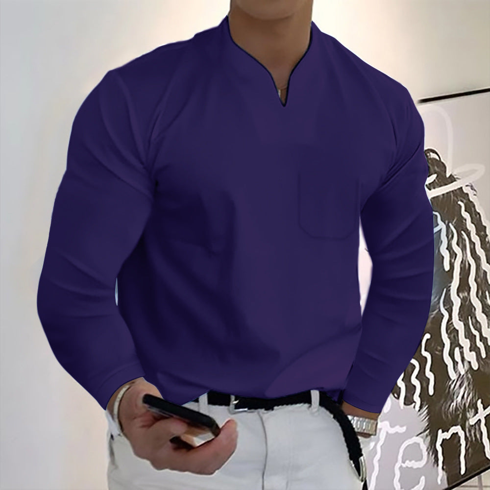 🔥🔥【S-5XL】 Nové letní pánské bavlněné tričko s výstřihem do V -- Z