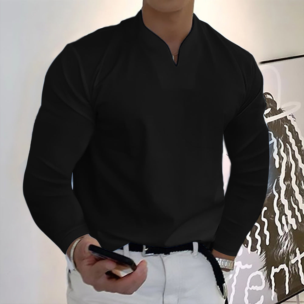 🔥🔥【S-5XL】 Nové letní pánské bavlněné tričko s výstřihem do V -- Z
